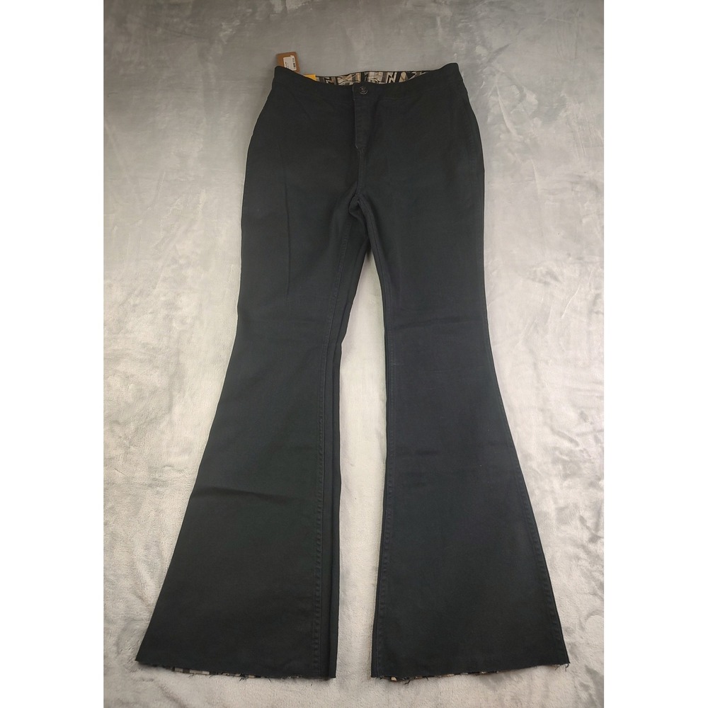 Rock & Roll Denim Bargain Button Flare Jeans 33x34 Geometric Print High Rise - Picture 3 of 11